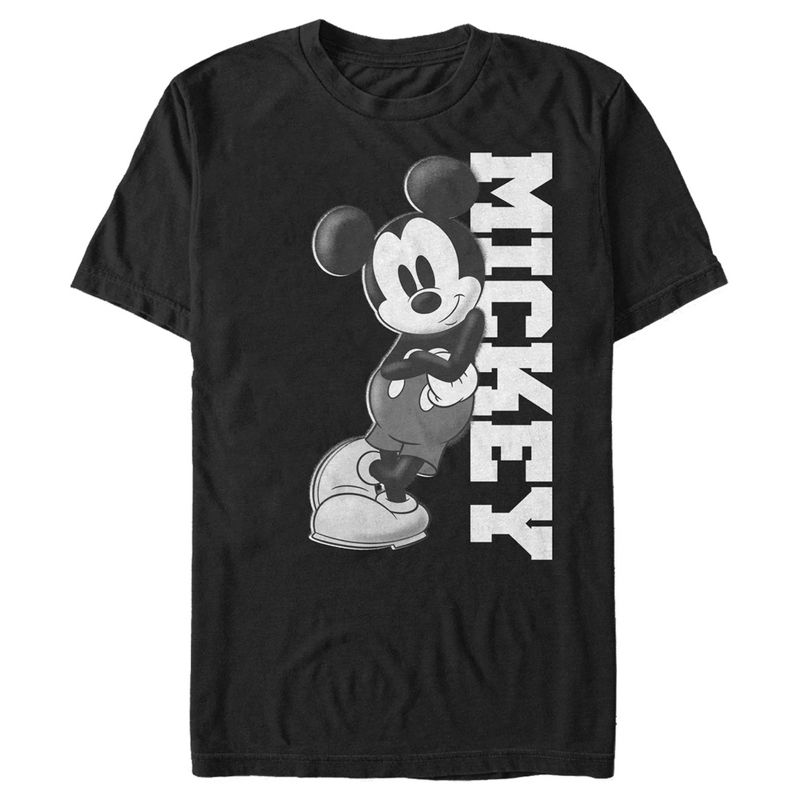 Men's Mickey & Friends Black and White Mickey Mouse T-Shirt, 1 of 6