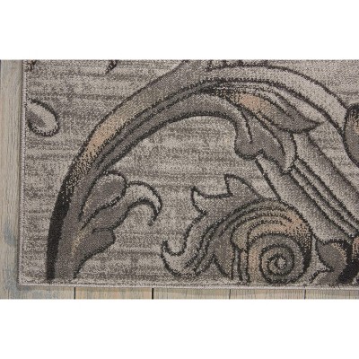 Graphite Floral Synthetic 5' x 7' Stain-Resistant Handmade Rug