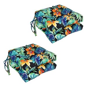 Blazing Needles, 16-inch Spun Polyester Patterned Outdoor Square Tufted Chair Cushions (Set of 4) - 1 of 2