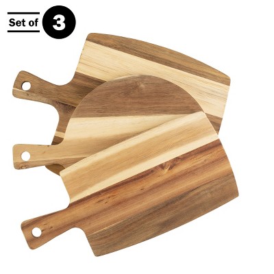 Classic Acacia Wood 3-Piece Cutting Board Set with Handles