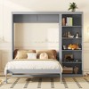 NicBex Queen Size Murphy Bed Wooden Bed Frame Morden Hideaway Wall Bed with 1 Side Storage Shelves for Bedroom - 3 of 4