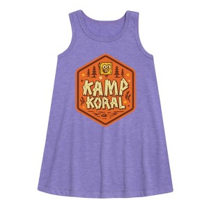 Girls' - SpongeBob SquarePants - Kamp Koral Kamp Koral Badge Graphic Sleeveless Aline Dress - 1 of 4