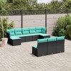 vidaXL Patio Sofa Set with Cushions - 10 Piece Black Poly Rattan Modular Garden Furniture, Outdoor Sectional Set for Backyard, Deck, Patio - 2 of 4