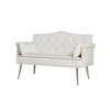 Cream White Velvet Loveseat Sofa - 4 of 4