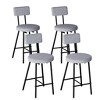 Upholstered Bar Stool Set of 2/4, Modern Counter Height Barstools with Round Seat, Bar Chair with Black Metal Legs, Back and Footrest - 3 of 4