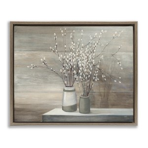 Stupell Industries Pussy Willow Still Life Floating Frame Canvas Art - 1 of 4