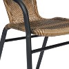 Emma and Oliver Set of Four Indoor/Outdoor Restaurant Style Rattan Barstools - 3 of 4