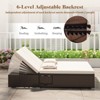 Tangkula Patio Double Chaise Lounge 6 Position Adjustable Wicker Recliner Bed with Cushions & Folding Side Trays - 4 of 4