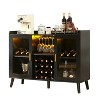 Black Decorative Storage Cabinets with LED and Storage Shelves , Home Coffee Cabinet with Glass Rack - Maison Boucle - 3 of 4
