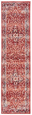 Charleston Charm Ivory and Red Synthetic 2'x8' Runner Rug