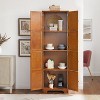 KWPZQEB Pantry Storage Cabinet, Farmhouse Corner Cabinet with 8 Doors & Metal Handles, Freestanding Cupboard for Bathroom, Kitchen - 4 of 4