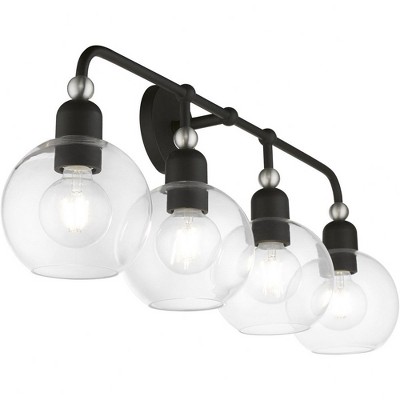 Downtown Sphere Black and Brushed Nickel 4-Light Vanity Sconce