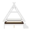 Okak Twin/Full House-Shaped Floor Canopy Beds with Stairs & Fence,Solid Wood Bed Frame for Kids,Teens,No Spring Box Needed - 4 of 4