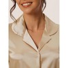 cheibear Women's Button Short Sleeve Shirt and Shorts Satin 2-Piece Sleepwear Pajama Sets - 4 of 4