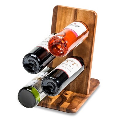 Acacia Wood Vertical Floating 4-Bottle Wine Holder