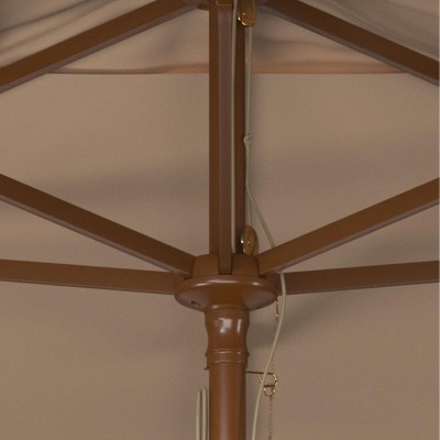 Aklin 10-Ft Beige Wooden Pulley Market Umbrella