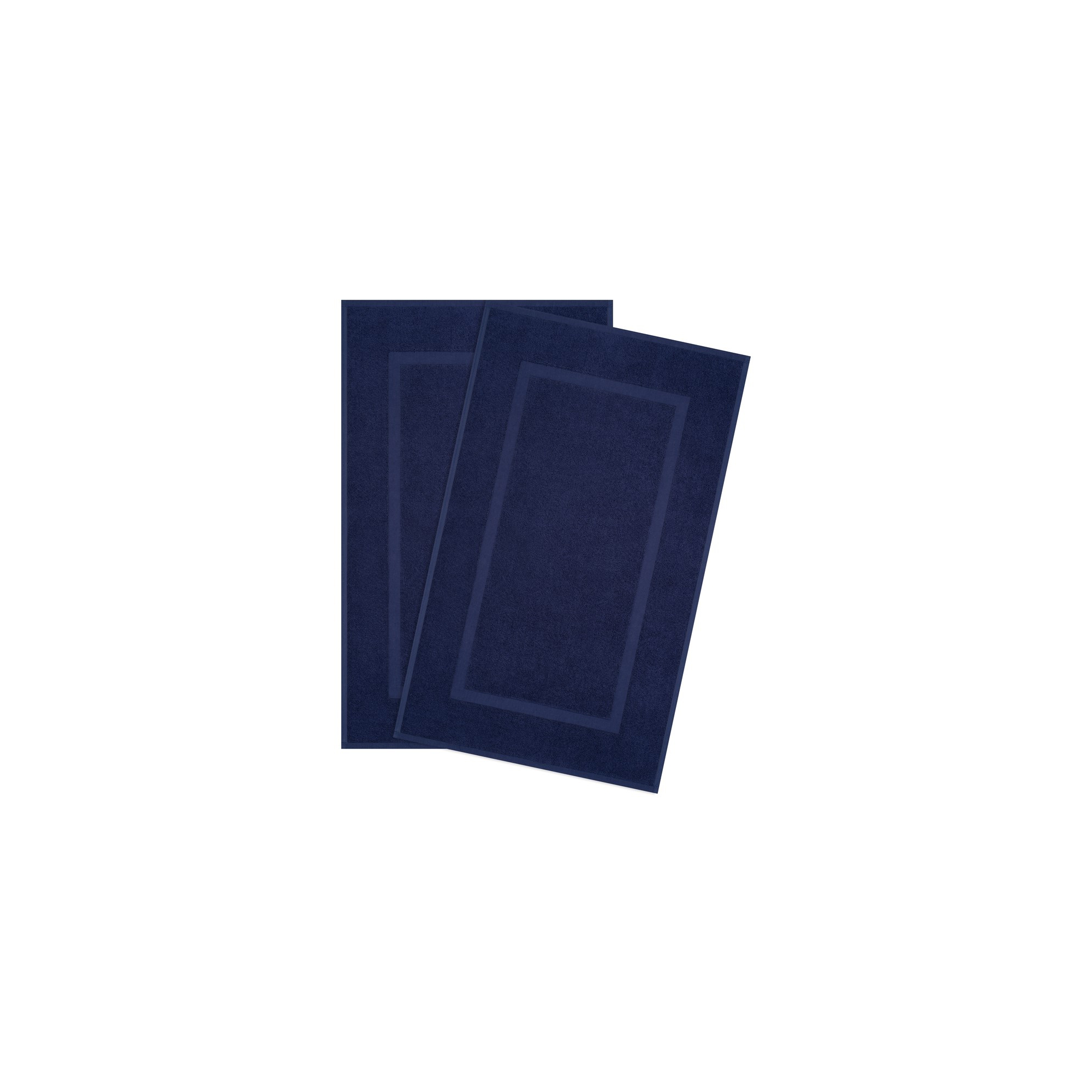 American Soft Linen 100% Cotton Bath Mat Set, 2-Pack, 20 inch by 34 inch, Bath Mats for Bathroom, Navy Blue