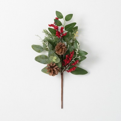 Sullivans Pine & Berry Artificial Stem 18"H Green