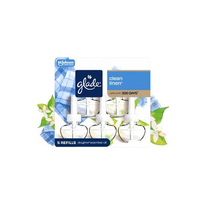 Glade PlugIns Scented Oil Air Freshener Plug In Refills - Clean Linen - 3.35 fl oz/5pk