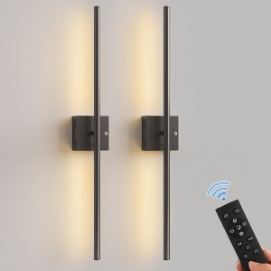 YANSUN 2-Pack 28.3 in. Black Modern LED Indoor Wall Sconce with Remote, Motion Sensor and Dimming, Modern Indoor Wall Light - 1 of 1
