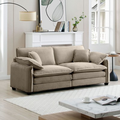 NicBex Couches for Living Room Large Deep Seat 2 Seater Sofa Couch Comfort Corduroy Upholstered Sofa With 4 Pillows for Bedroom