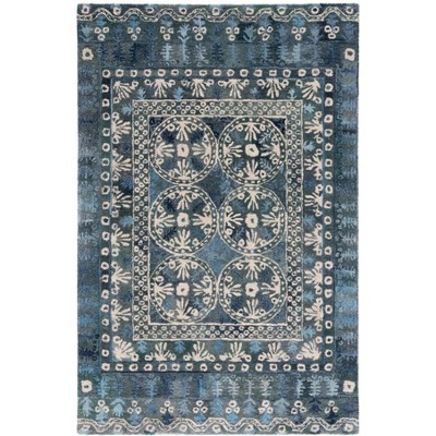 Anatolia AN410 Handmade Tufted Area Rug - Navy/Beige - 6' X 9' - Safavieh