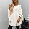 Coolmee Women's Elegant Knitted Cape Sweater Crew Neck Long Sleeve Baggy Tops Fashion Knitted Shawl Sweater - 3 of 4