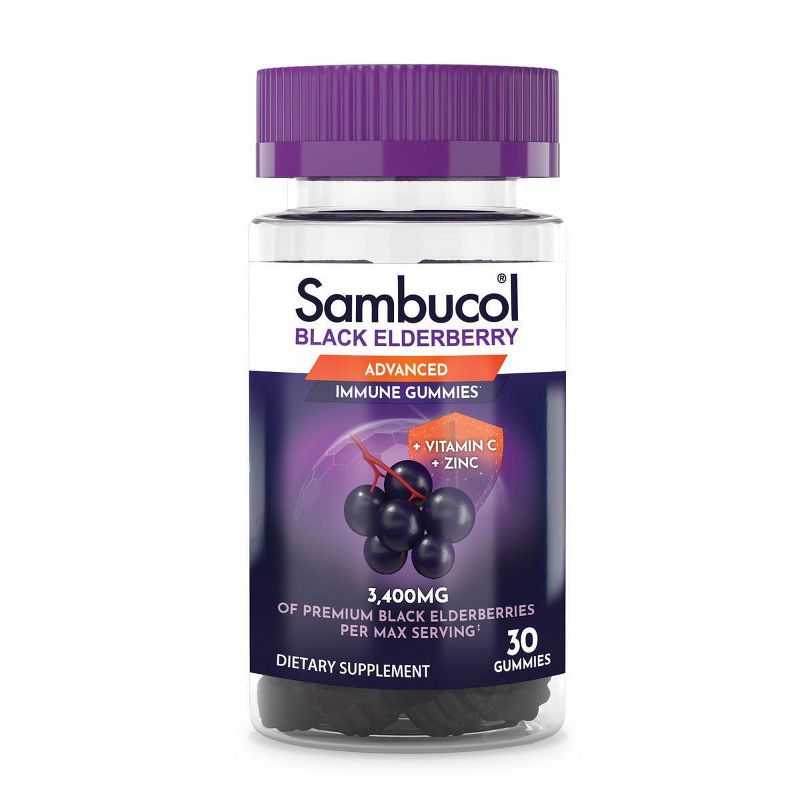 Sambucol Black Elderberry Immune Support Vegan Gummies with Vitamin C and Zinc - 30ct, 1 of 13