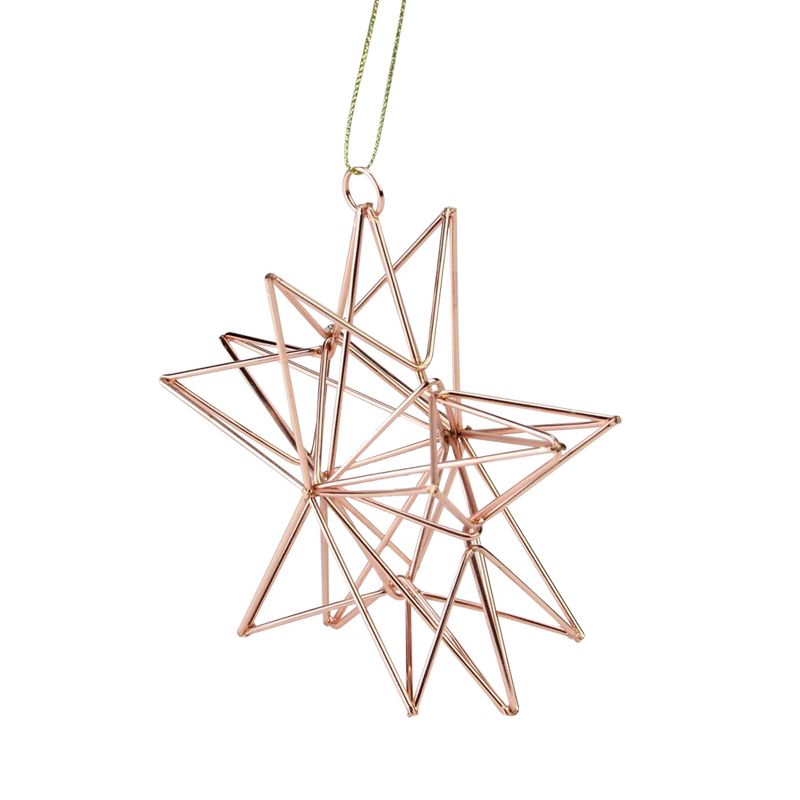 Northlight 4.5" Rose Gold Geometric Wire Star Christmas Ornament, 2 of 3