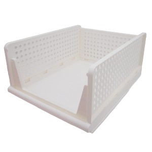 5 Star Super Deals Stackable Closet Storage Shelf – White Plastic Ventilated Organizer, 12.5x16x7 Inches for Shoe and Accessory Storage - 1 of 4