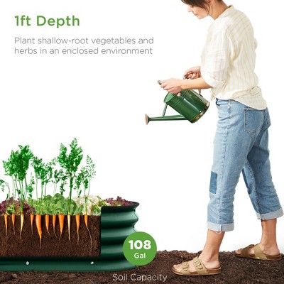 Dark Green Powder-Coated Steel Outdoor Raised Garden Bed Planter Box