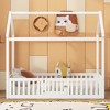 Twin Size Wood House Bed with Fence and Door - 2 of 4