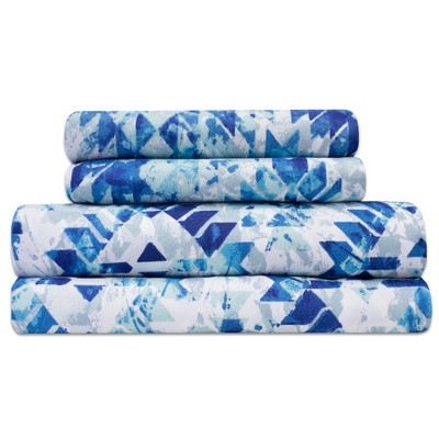 Aqualina 4 Piece Printed Sheet Set, Double Brushed Microfiber by Sweet Home Collection®