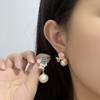 Blossoming Number Five Earrings - Pearl Camellia Flower Drops with Symbolic Elegance - 3 of 4
