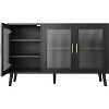 Acekool 48" Large TV Console Storage Cabinet, Modern Stand with 3 Fluted Glass Doors, 5 Adjustable Shelves, Black for Living Room - 3 of 4