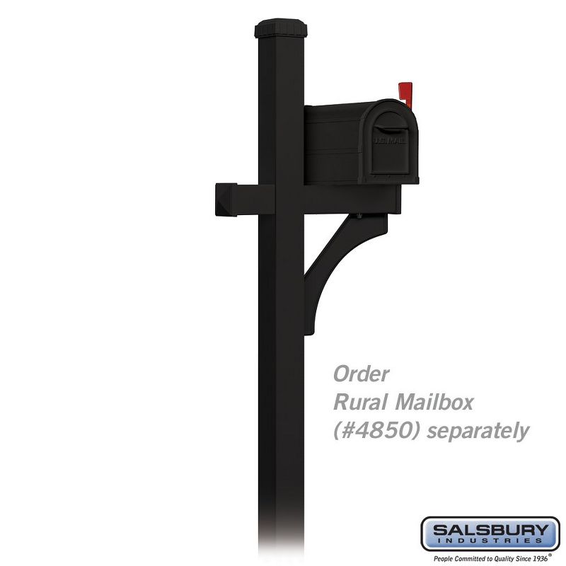 Salsbury Industries Deluxe Mailbox Post - 1 Sided - In-Ground Mounted - Black, 2 of 5