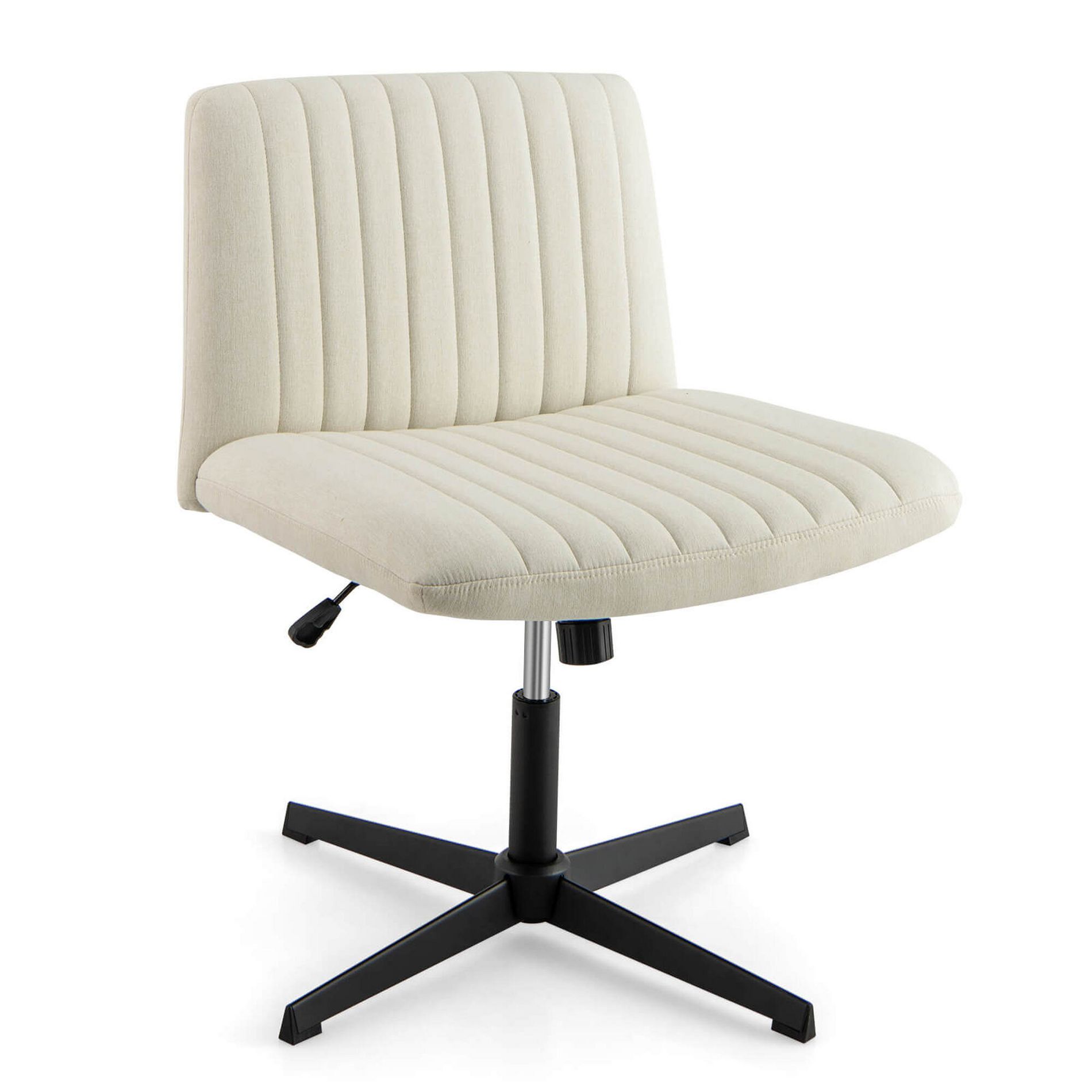 Costway Criss Cross Legged Office Chair Ergonomic Mid Back Computer Desk Chair Beige/Gray/Pink