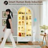 Fredees 73" Tall Arched Display Cabinet, 4-Tier Curio Cabinet with 3-Color LED Lights and Human Sensor, Adjustable Shelf for Toys & Books - 4 of 4