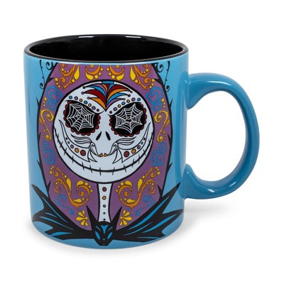 Silver Buffalo Nightmare Before Christmas Jack & Sally Day of the Dead Ceramic Mug | 20 Ounces