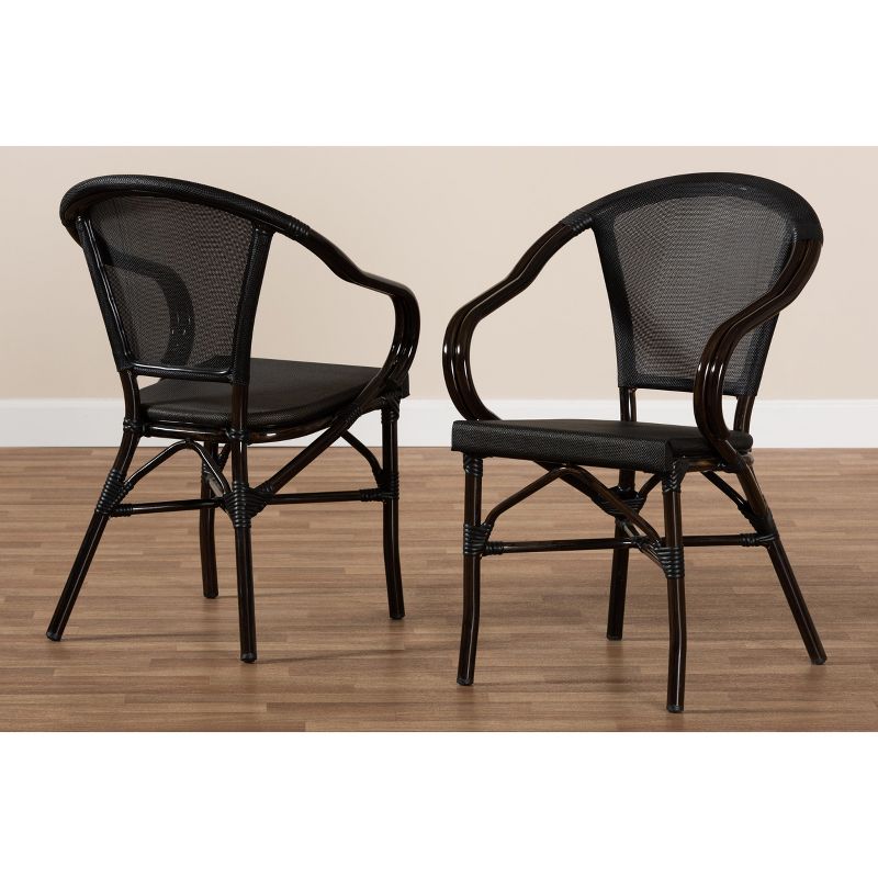Set Of 2 Artus Indoor and Outdoor Stackable Bistro Dining Chairs - Baxton Studio, 6 of 9