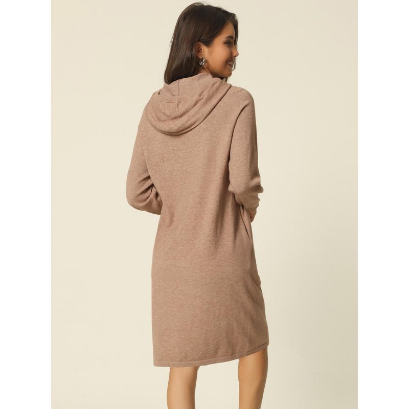 Seta T Womens' Casual Pullover Sweatshirt Long Sleeve Hoodie Dress with Pockets, 4 of 6