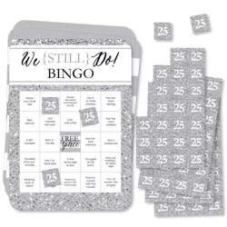 Big Dot of Happiness We Still Do - 25th Wedding Anniversary - Find the Guest Bingo Cards and Markers - Anniversary Party Bingo Game - Set of 18