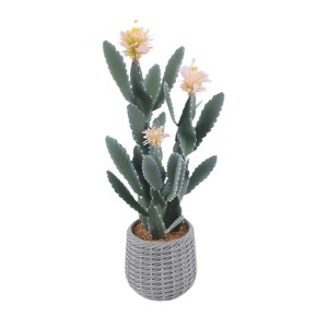 36 Inch Artificial Cactus Plant, Faux Cactus Potted Plant with Flower, Realistic Fake Cacti Saguaro for Home Office Decor, Low Maintenance - 1 of 4