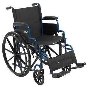 Drive Medical Blue Streak Wheelchair with Flip Back Desk Arms, Swing Away Footrests, 20" Seat - 1 of 4