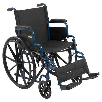 Drive Medical Blue Streak Wheelchair with Flip Back Desk Arms, Swing Away Footrests, 16" Seat