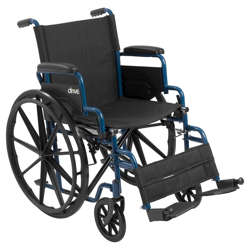 Drive Medical Blue Streak Wheelchair with Flip Back Desk Arms, Swing Away Footrests, 20" Seat, 1 of 8