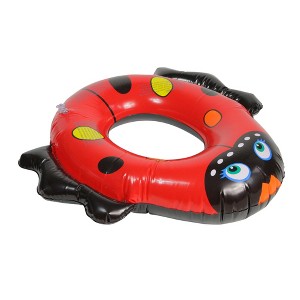 Swimline 24" Ladybug Inflatable Children's 1-Person Swimming Pool Ring Tube Pool Float - Red/Black - 1 of 4