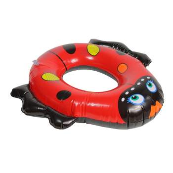 Swimline 24" Ladybug Inflatable Children's 1-Person Swimming Pool Ring Tube Pool Float - Red/Black