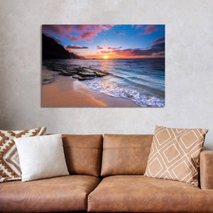 iCanvas Sunset Over The Na Pali Coast From Ke'e Beach Hawaii USA I by Russ Bishop Canvas Print Wall Art - 1 of 3