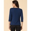 Allegra K Women's Work Office 3/4 Sleeve Boat Neck Houndstooth Printed Blouse - 4 of 4